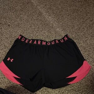 Under Armour Women's Black Shorts with Pink Trim